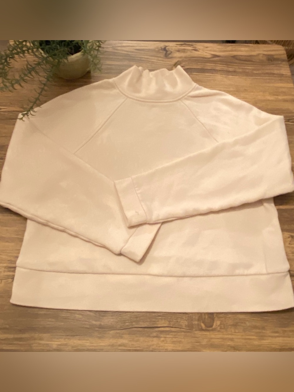 A New Day Women's Cream Mock Neck Fleece Pullover Sweatshirt, EUC Size Small